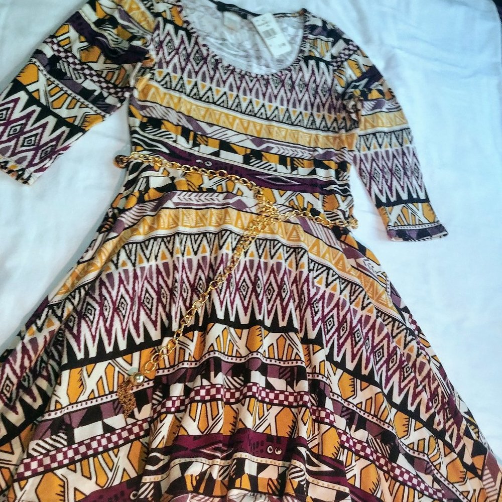 Love J Multicolor Flare Mini Dress